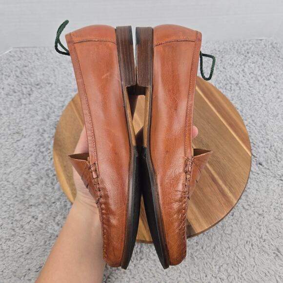 Allen Edmonds Mens 9.5D Barbados Brown Leather Woven Casual Daily Penny Loafer - Picture 7 of 13